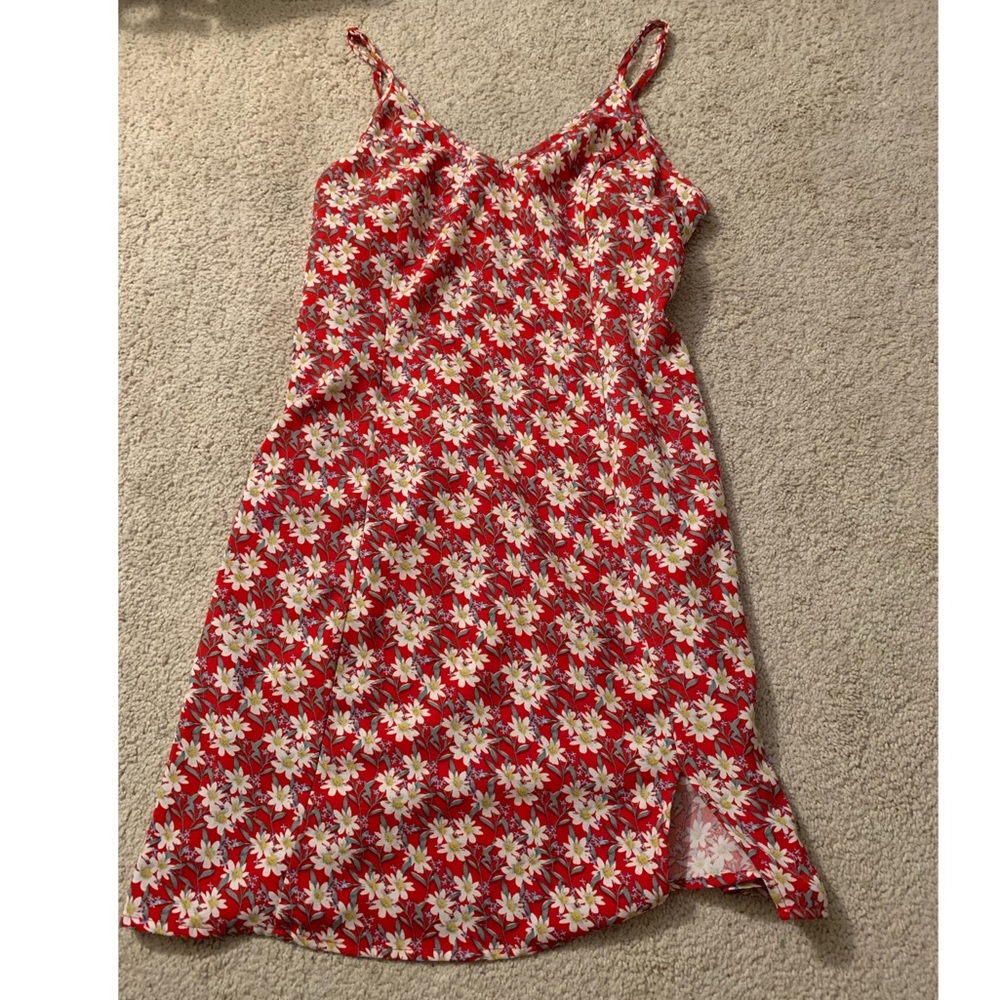 Red floral sun dress